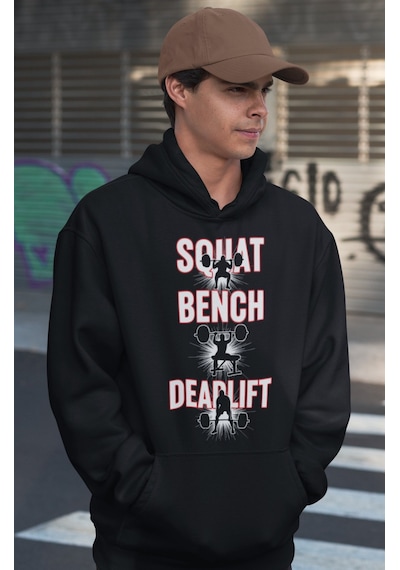 Sevbano Squat Bench Deadlift Tasarım Baskılı Unisex Oversize Bodybuilding Siyah