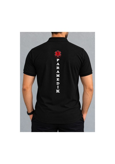 112 Paramedik Polo Yaka %100 Pamuklu Tişört Siyah