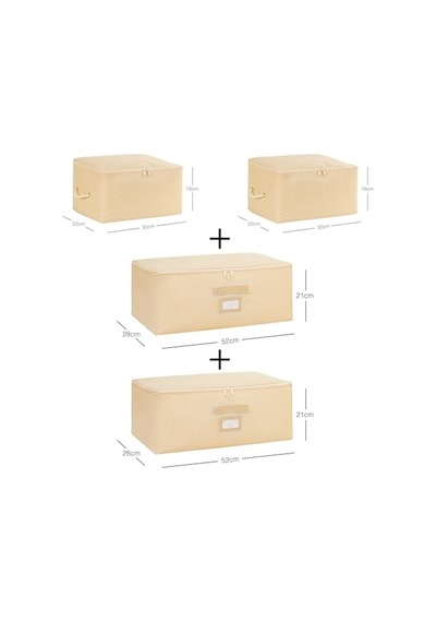Ocean Home Textile 4'lü Bej Balıksırtı Hurç Set 2 Adet 30 X 22 X 18/2 Adet 52 X 28 X 21 Cm