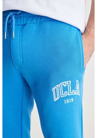 Ucla Otto Mavi Rahat Paça Nakışlı Standart Fit Erkek Eşofman Alt Mavi