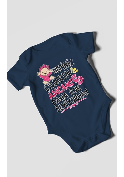 Morivokids Amcaya Özel Kısa Kollu Bebek Body %100 Pamuk Zbn166-kk Lacivert