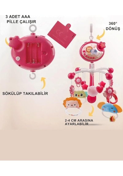 Bebek Dönencesi Müzikli ve Işıklı Çıngıraklı Projektör Pembe