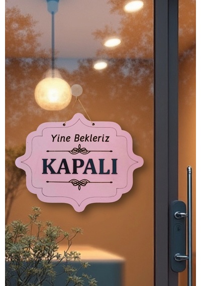 Ahşap Dekoratif Kesim Açık-kapalı Yazısı - Pembe