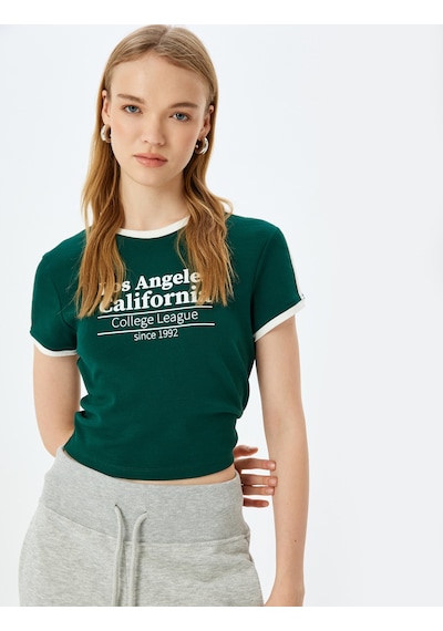 Koton Slogan Baskılı Bisiklet Yaka Kısa Kollu Biyeli Slim Fit Tişört Yeşil 5sal10129ık Yeşil Koton Slogan Baskılı Bisiklet Yaka Kısa Kollu Biyeli Slim Fit Tişört Yeşil 5sal10129ık Yeşil
