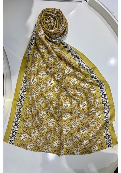 Cardion Lunira Silk Pamuk İpek Şal Sweet Line Hardal