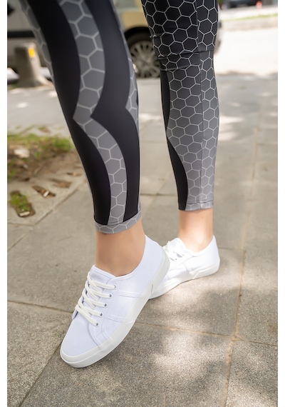 Kadın Keten Günlük Sneaker Beyaz