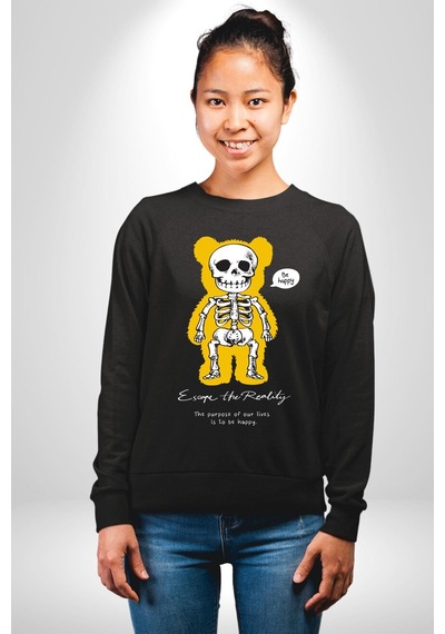 Mutlu Ol Unisex Siyah Sweatshirt Siyah