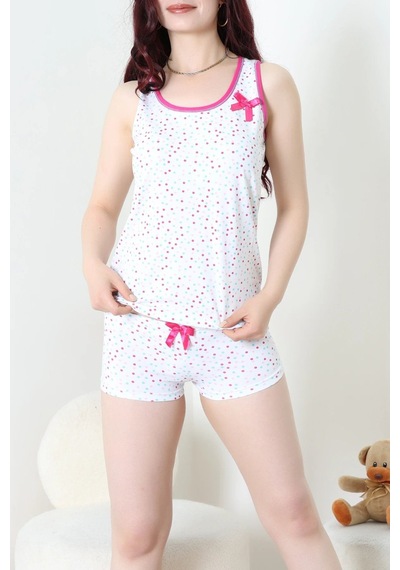 Modi Şortlu Pijama Takımı Beyazpuanlı - 53505.2161. Açık Mavi - Beyaz