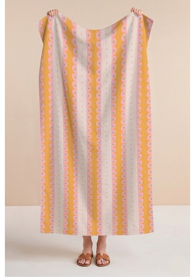 Çizgili Retro Fırfır Desenli Plaj Havlusu - Pastel Bohem Sarı Pembe Hızlı Kuruyan Mikrofiber Havlu Yumuşak Papatya Çizgili Retro Fırfır Desenli Plaj Havlusu - Pastel Bohem Sarı Pembe Hızlı Kuruyan Mikrofiber Havlu Yumuşak Papatya