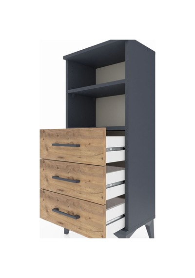Arges Komodin 2 Raflı 3 Çekmeceli 44x30x106 Antrasit-çam Antrasit