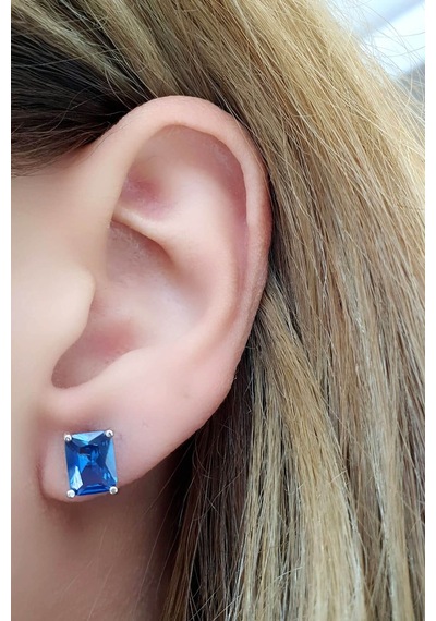 Sky Diamond Blue Creative Sapphire 925Ayar Gümüş Lüks Dikdörtgen