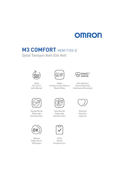 Omron M3 Comfort Üst Koldan Dijital Pilli Tansiyon Aleti,5 Yıl Garantili Taşıma Çantası Hediyeli