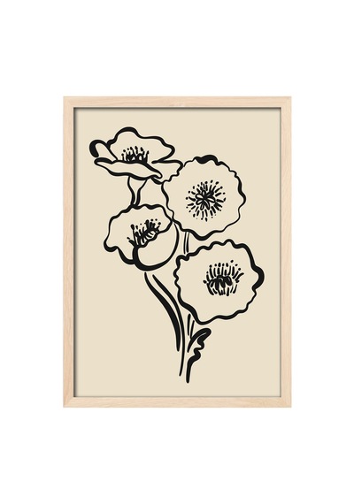 Bloom Ahşap Çerçeveli Poster, Dekoratif Sanatsal Duvar Tablosu
