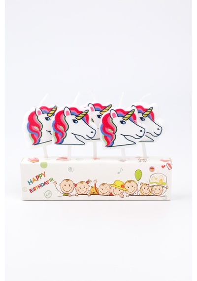 Beyaz Unicorn Figürlü 5'li Mum