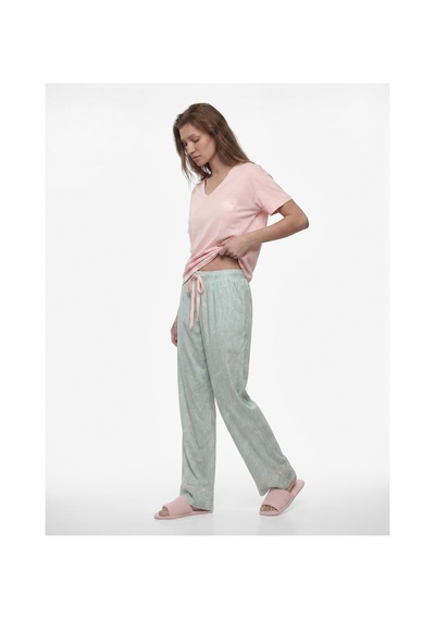 Koton V Yaka Kısa Kollu Çiçek Desenli Pijama Seti Çiçek Desenli 6slk50003mw Çok Renkli