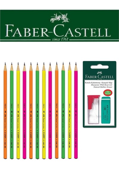 Faber-castell 12'li Candy Kurşun Kalem Ve Kutulu Kalemtıraş+silgi Seti Blister Karışık1