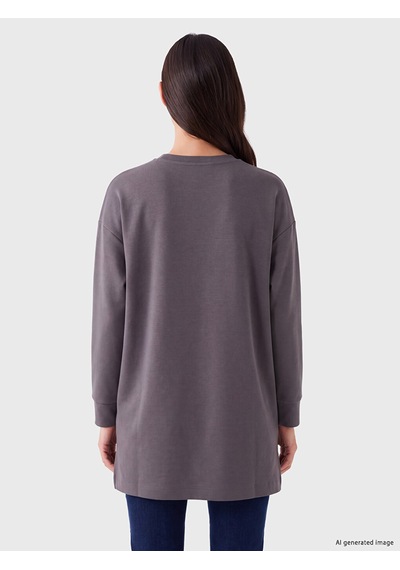 Lcw Everyday Gri Soft Touch Oversze Kadın Sweatshirt Tunik Diğer