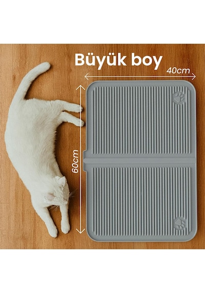 Silikon Kum Ve Mama Matı Gri, Büyük Boy