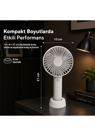 Kumtel Şarj Edilebilir Mini El Vantilatörü Type-c Şarjlı 3 Kademeli 400 Mah Hff-01c