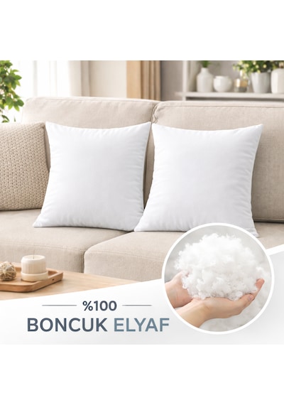 2'li Ultra Dolgun Elyaf Kırlent İçi Yastık , Yıkanabilir 45 x 45