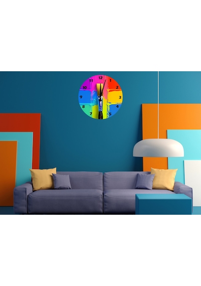 Ti-play Bir Rengim Ben 30x30cm Akrilik Dekoratif Modern Duvar Saati ÇOk Renkli