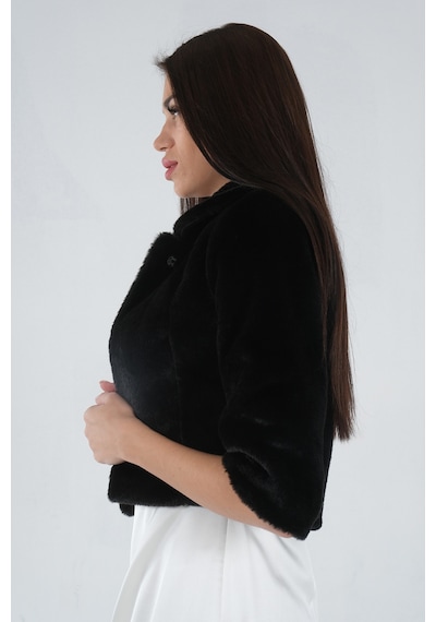 Feminist Siyah Bebe Yaka Peluş Bolero 0105134.01 Siyah
