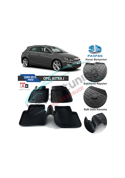 Opel Astra J Havuzlu 3D Paspas Niken Siyah 2009-2015