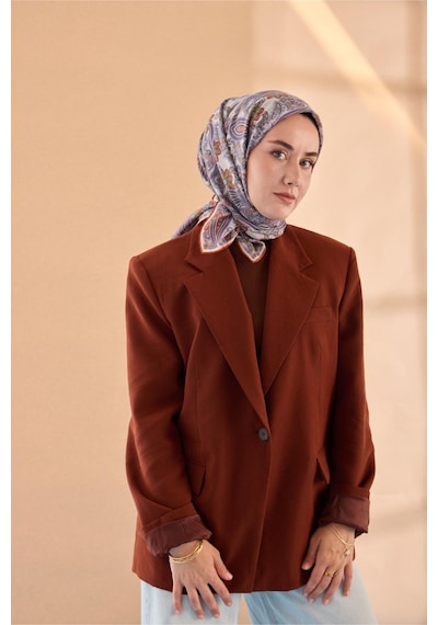 Silk Home Yaz Esintisi Eşarp 150002-19 Gümüş, Eflatun, Koyu Turuncu, Leylak