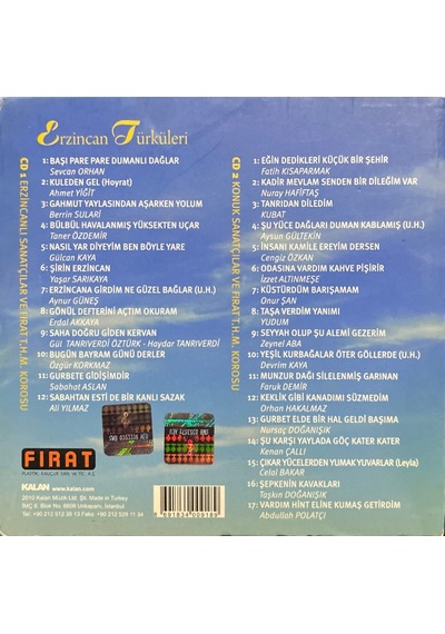 Plak Değildir Cd Dir Cd Erzincan Türküleri Double Cd