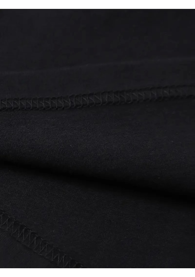 Modi Baskılı Oversize Bisiklet Yaka T-shirt - Siyah - Mymg158852