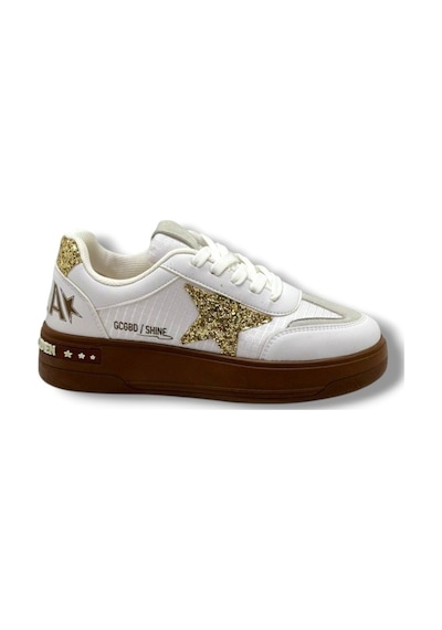 Mıa Marya 7020-26 Simli Yıldızlı Trend Fashion Kadın Sneaker Beyaz