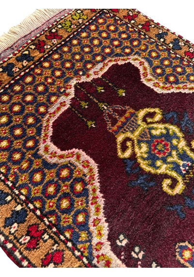 El Dokuma Küçük Namazlık 64x110 Bordo Kök Boya Namazlık Bordo