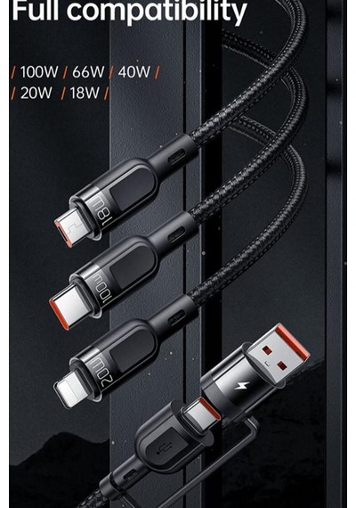 100w 3in2 Pd Hızlı Data-şarj Kablosu 6a 1.2m-siyah Ca-8800
