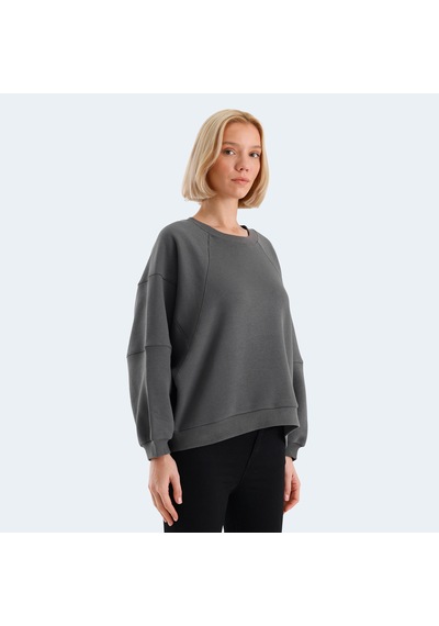 Slazenger VIA Kadın Oversıze Koyu Gri Sweatshirt