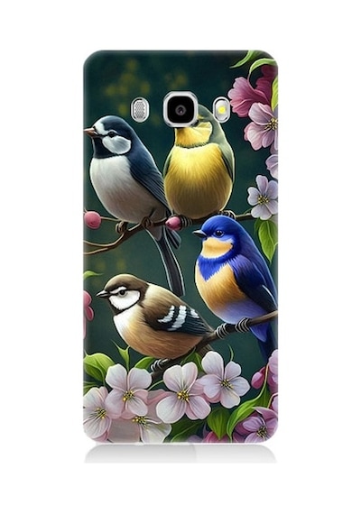 Samsung Galaxy J7 2016 Uyumlu Mavi Sarı Ve Siyah Başlı Kuşlar Desenli Silikon Kılıf
