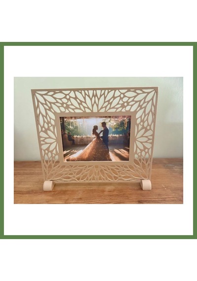 Bezos 3d Baskı Yaprak Desenli Masaüstü Fotoğraf Çerçevesi Oyma Çiçek Desenli Düğün Ve Masa Numarası Çerçevesi Bej Hb006