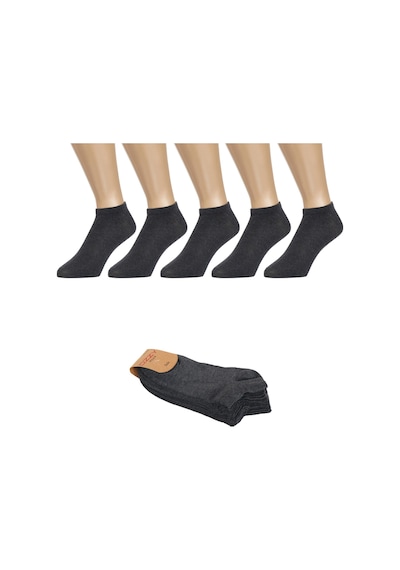 Ozzy Socks 5 Çift Dikişsiz Pamuklu Antrasit Unisex Patik Çorap Yazlık Dayanı Antrasit