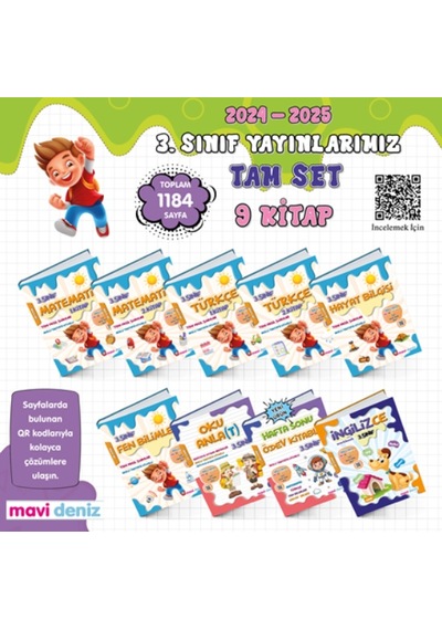 Mavi Deniz Yayınları 3 Sınıf Tam Set 9 Kitap