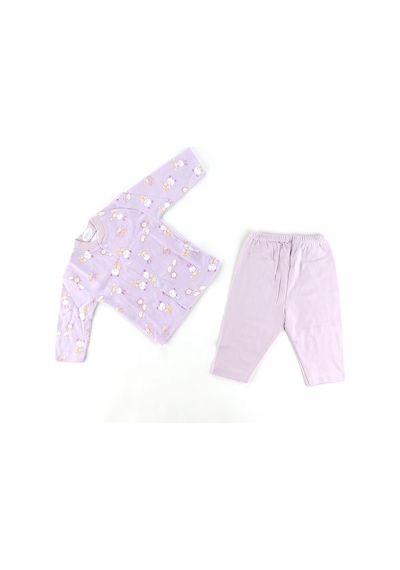 Sebi Bebe Ayılı Kız Baskılı Bebek Pijama Takımı 2329 Lila
