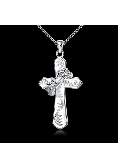 Yeni Moda Aksesuarları 925 Sterlıng Gümüş Takı Sterling Silver Crown Çapraz Kolye Kadınlar İçin Hediye Çok Renkli