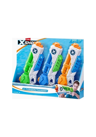 X-shot Su Tabancası Typhoon Thunder 3'lü Paket, 9 Metre Menzil Nerf, Oyuncak Tabanca Beyaz