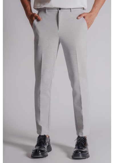 Erkek Yandan Cepli Beli Lastikli Slim Fit Chino Pantolon Gri Gri