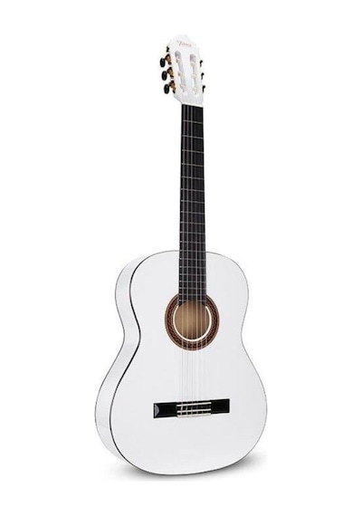 Valencia Vc104twt 4/4 Klasik Gitar - Beyaz Başlangıç Seviyesi Tam Boy Gövde, Sap Ayar Çeliği, Şık Parlak Beyaz Kaplama Ve Yeni Başlayanlar İçin Dengeli Tuşe