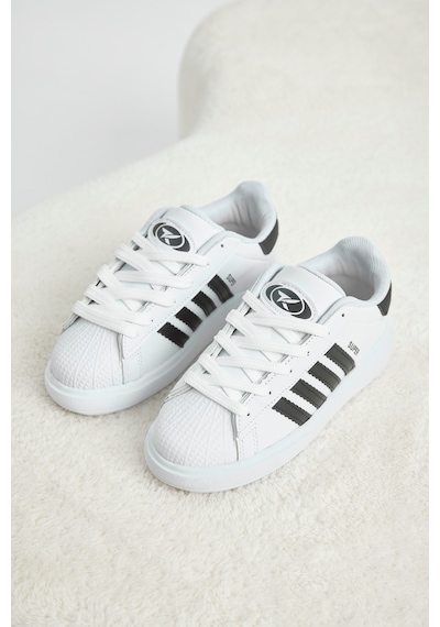 Tonny Black Rahat Kalıp Nefes Alabilen Bağcıklı Sneaker Çocuk Unisex Beyaz Siyah File Sneaker Tbtmkd070