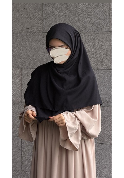 Qalortex Scarf Premium Jakarlı Hüma Büyük Boy Eşarp -siyah