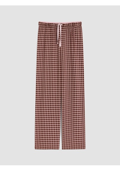 Lcw Dream Kahverengi Beli Lastikli Ekose Kadın Pijama Alt