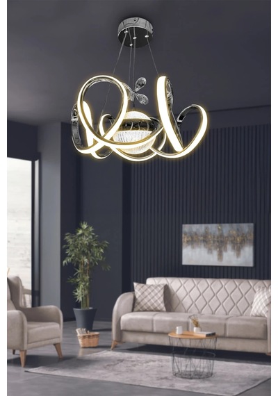 Melisa Modern Sarkıt Led Avize Powerled Lümen Gücü Yüksek - 3 Renk Kumandalı - Krom Krom