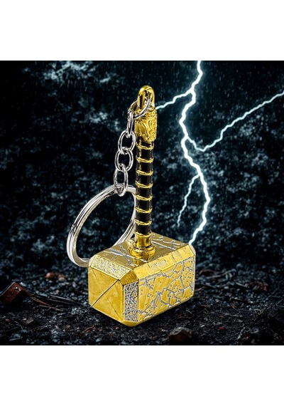 Metal Çekiç Anahtarlık Şık Tasarım Dayanıklı Anahtar Süsü 8x3.5 Cm Altın
