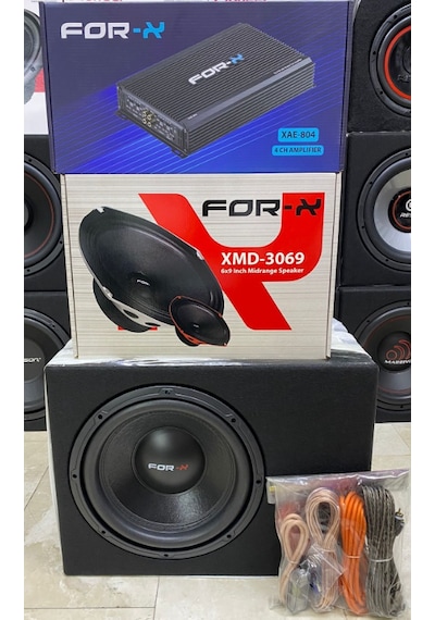 Forx 30cm Bass 4kanallı Forx Anfi Oval Midrange Forx Set Kablo