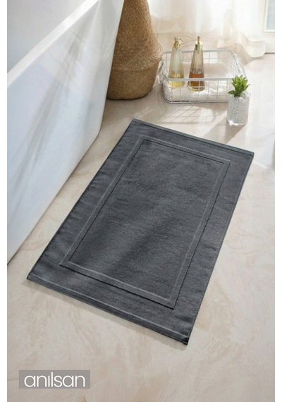 Çerçeve Antrasit Ayak Havlusu - 50x70 Cm, 245 Gr, %100 Pamuk, Spa Ve Otel Banyo Paspası Antrasit